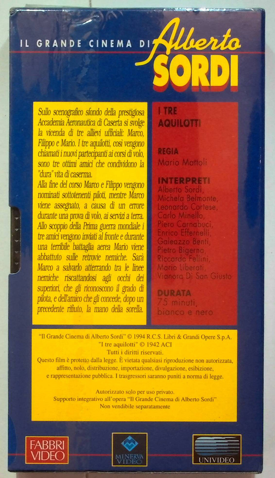 EBOND I Tre Aquilotti - Il Grande Cinema Alberto Sordi Editoriale VHS VH000854