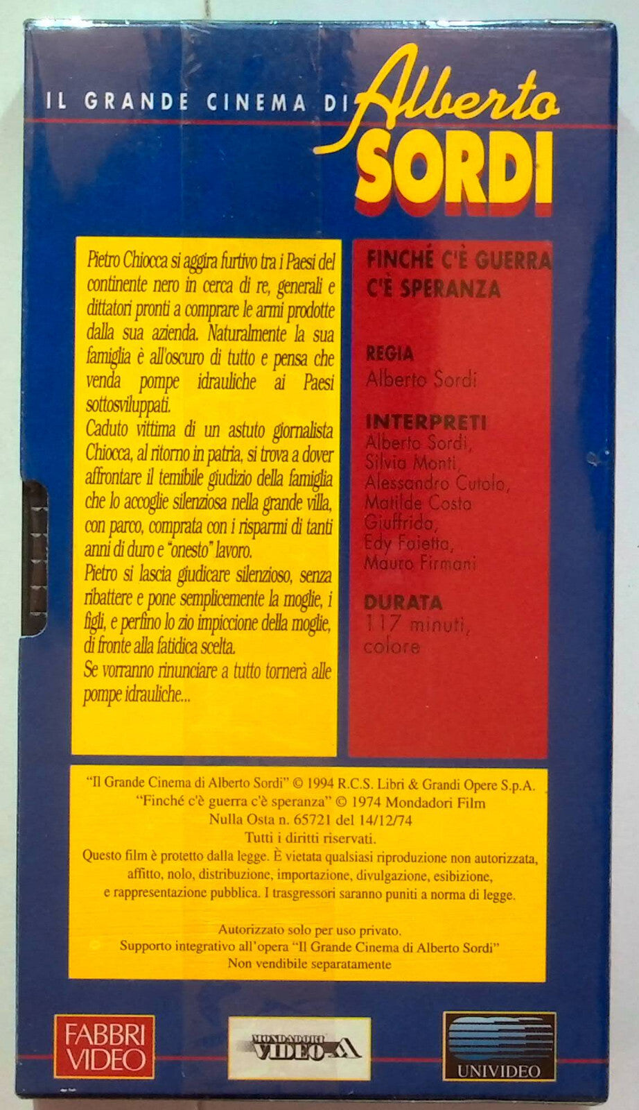 EBOND Finche C'e Guerra C'e Speranza Editoriale VHS VH000858