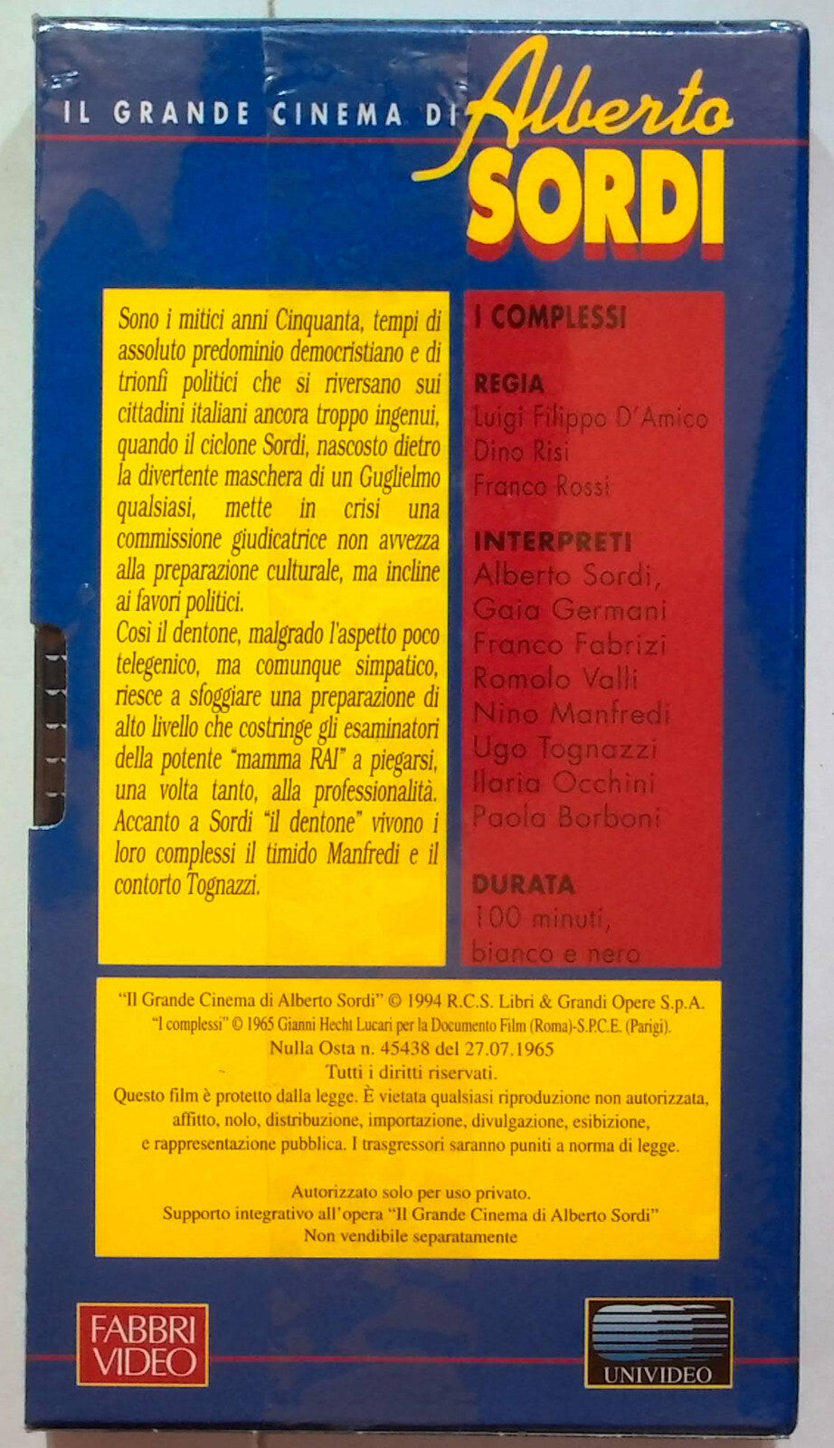 EBOND I Complessi - Il Grande Cinema Di Alberto Sordi Editoriale VHS VH000859
