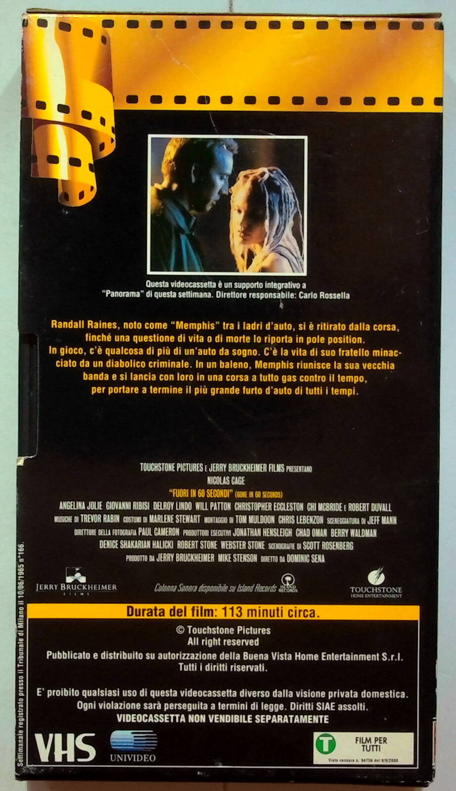 EBOND Fuori In 60 Secondi Editoriale VHS VH000933
