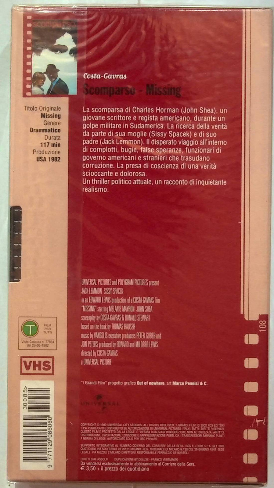 EBOND Scomparso - Missing Editoriale VHS VH001017