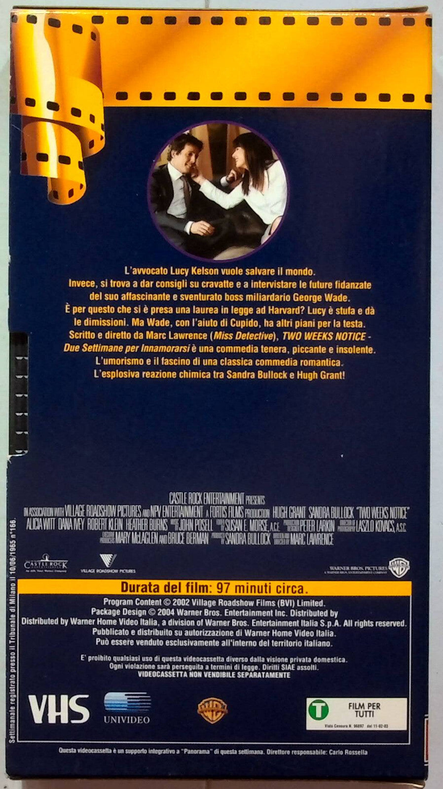 EBOND Two Weeks Notice - Due Settimane Per Innamorarsi Editoriale VHS VH001073