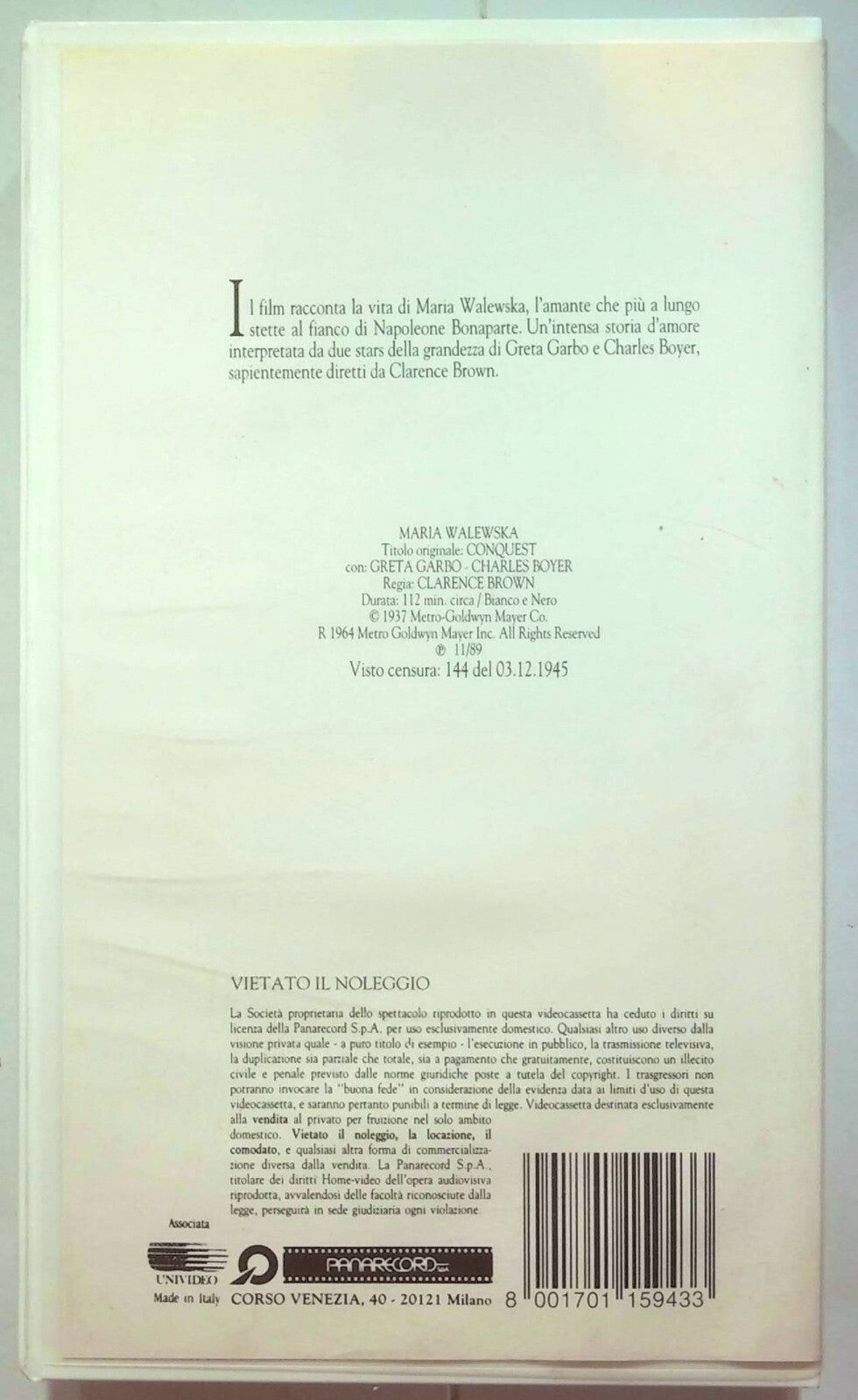 EBOND Maria Walewska VHS VH001253