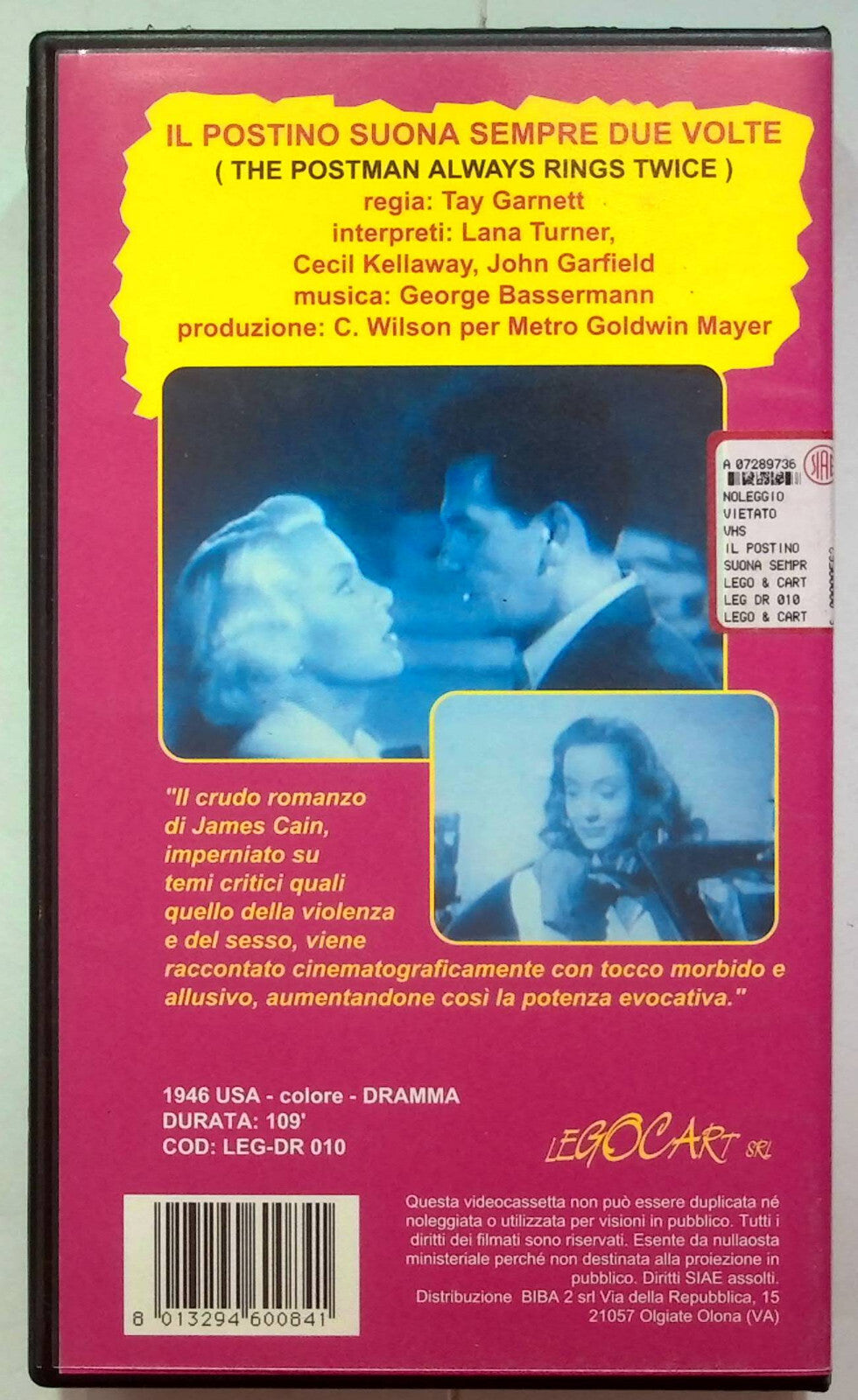 EBOND Il Postino Suona Sempre Due Volte VHS VH001257