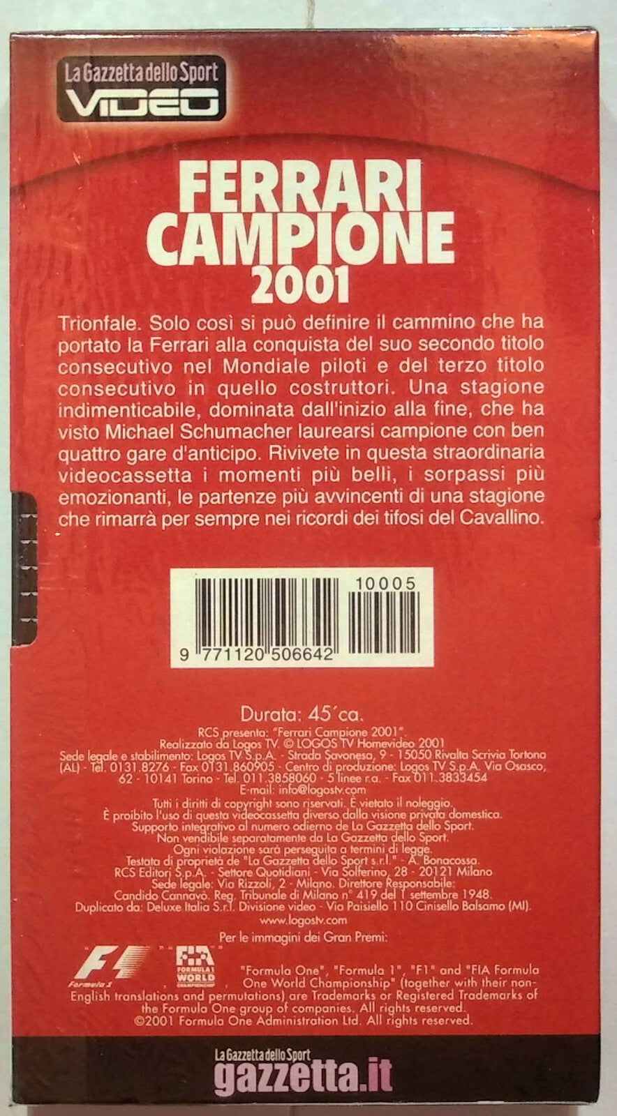 EBOND Ferrari Campione 2001 Editoriale VHS VH001387