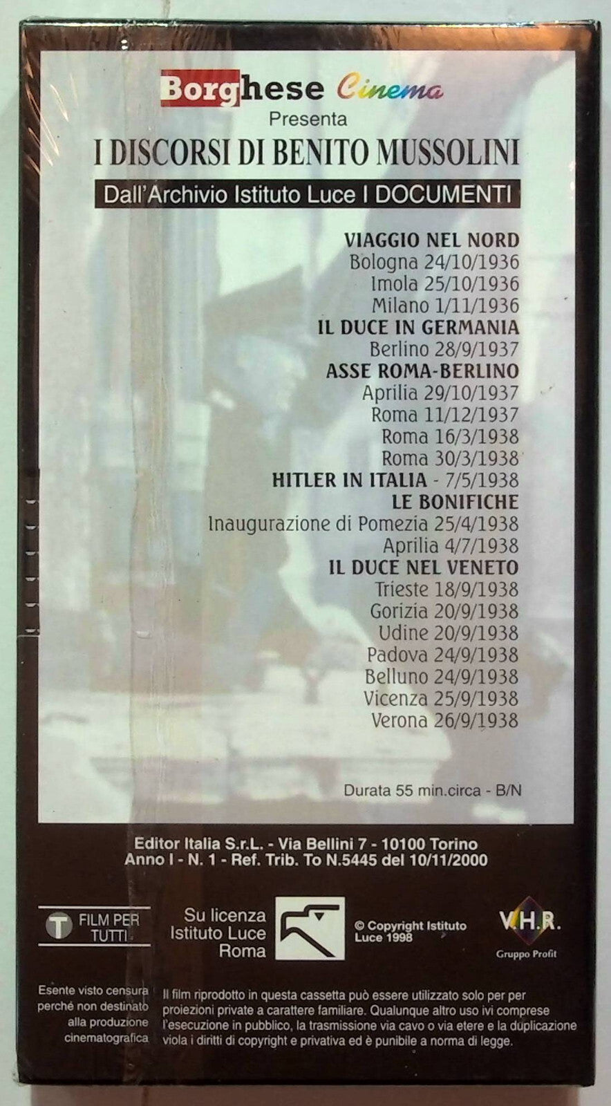 EBOND I Discorsi Di Benito Mussolini Volume 3 Editoriale VHS VH001452