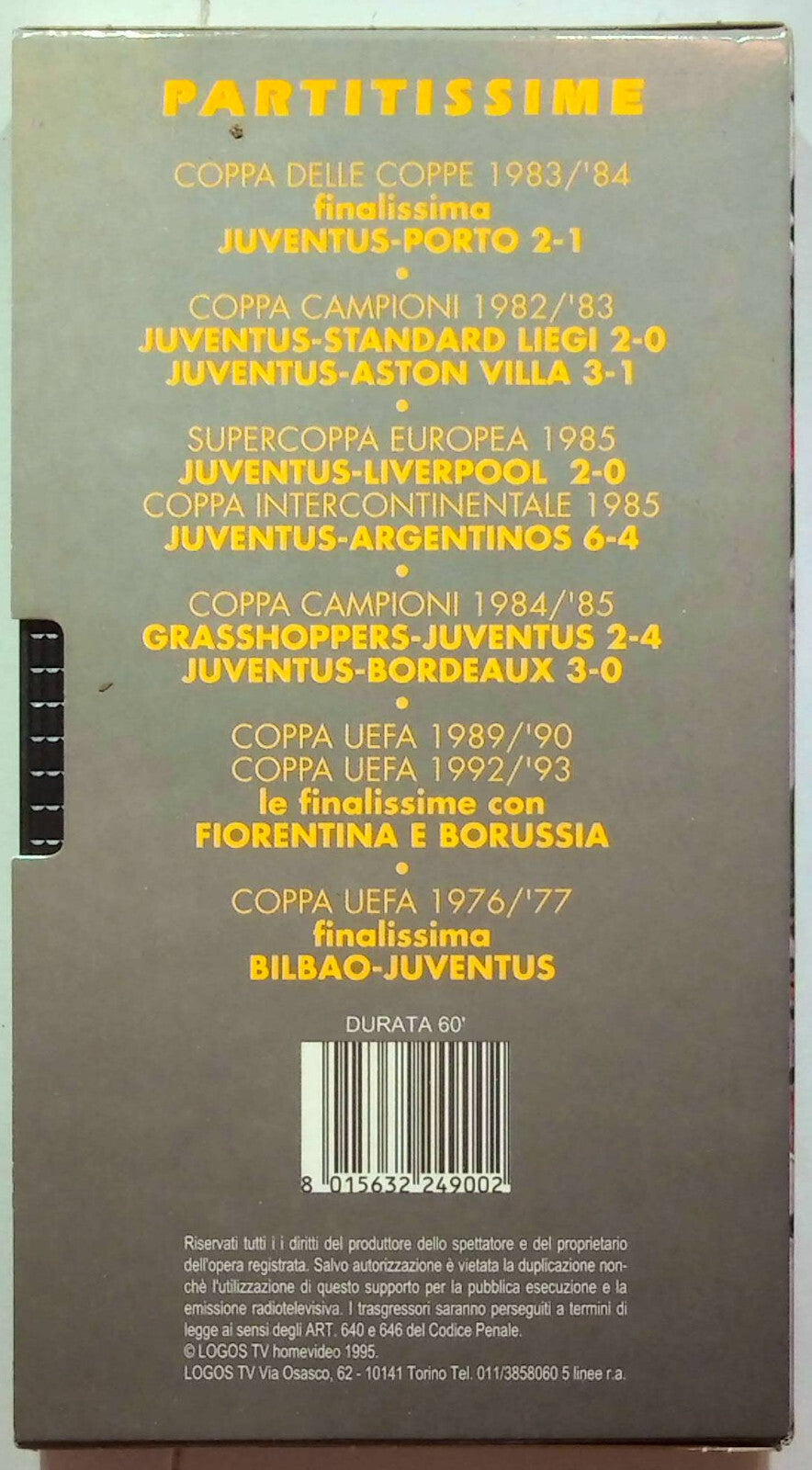 EBOND Grasshoppers-juve 2-4 - Juve-bordeaux 3-0 Editoriale VHS VH001460