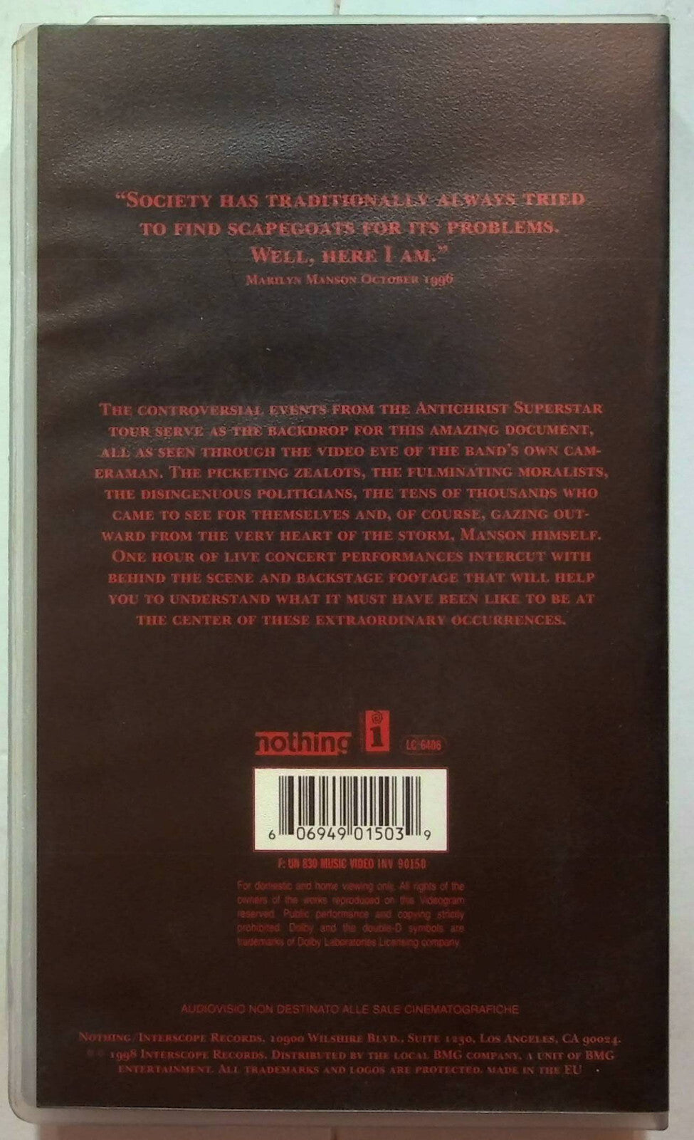 EBOND Marilyn Manson Dead To The World VHS VH001804