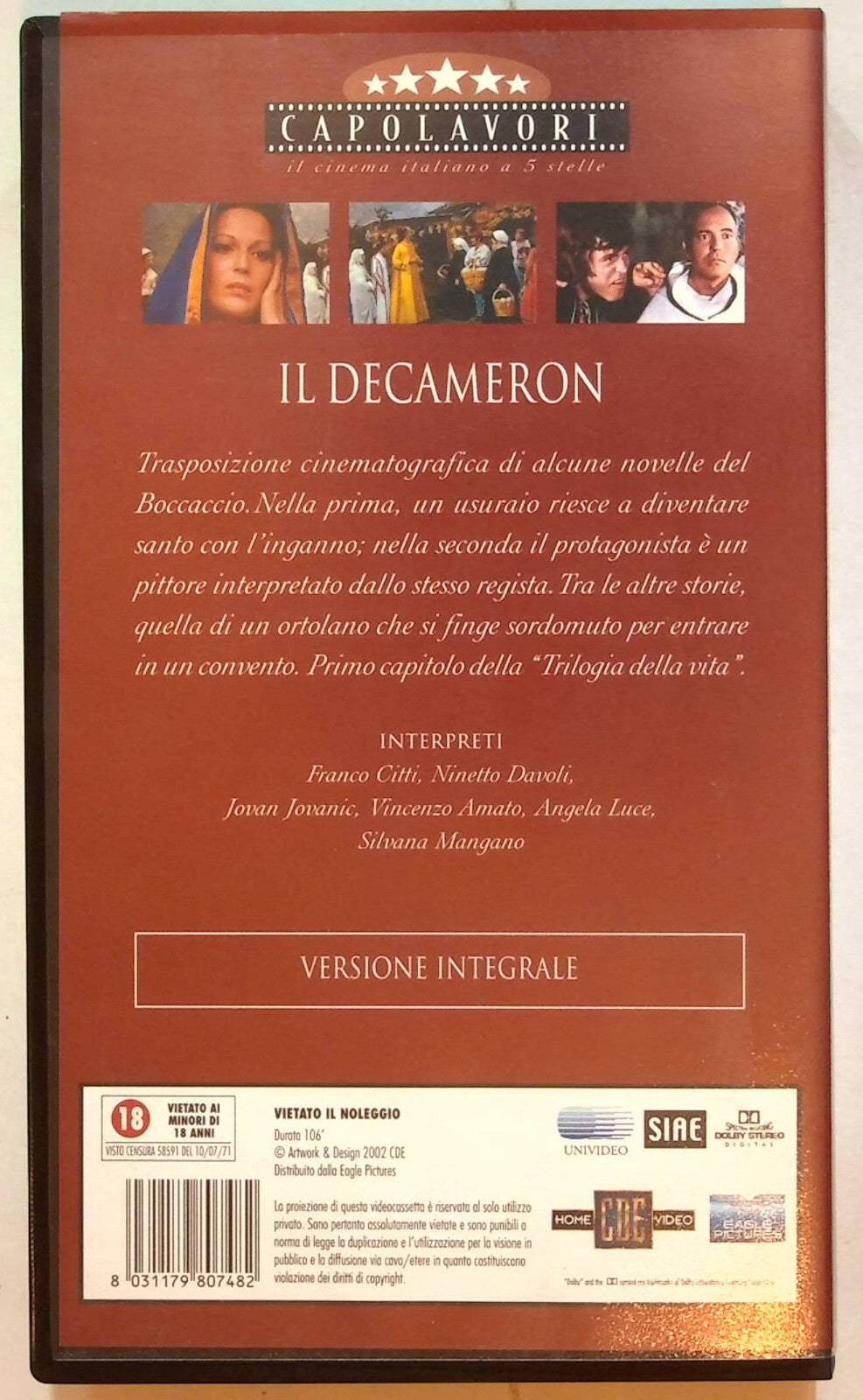 EBOND Il Decameron - Pierpaolo Pasolini VHS VH002069