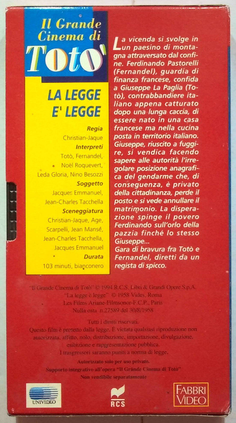 EBOND La Legge e Legge Editoriale VHS VH002079