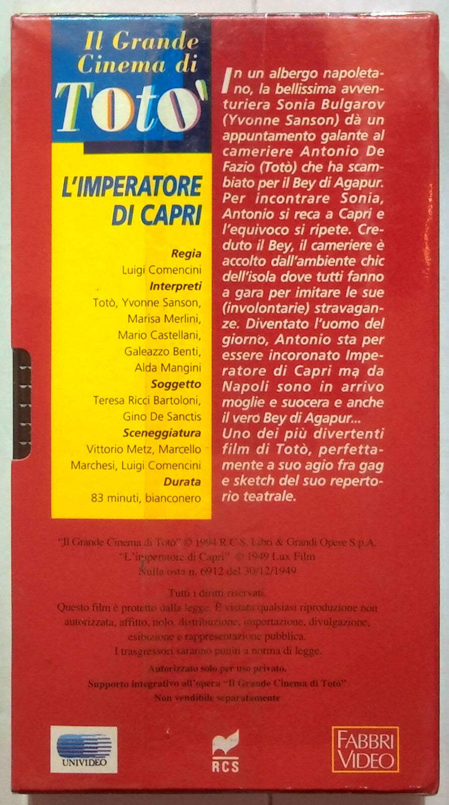 EBOND L'imperatore Di Capri Editoriale VHS VH002081