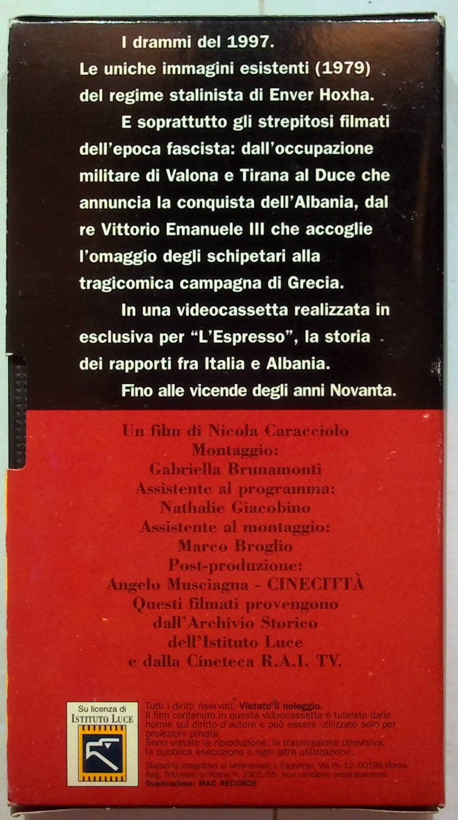 EBOND L'albania Dal Duce A Prodi Editoriale VHS VH002137