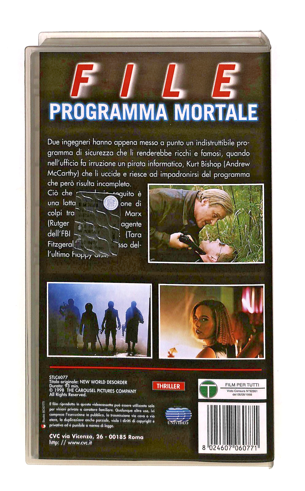EBOND File Programma Mortale Rutger Hauer VHS VH002359