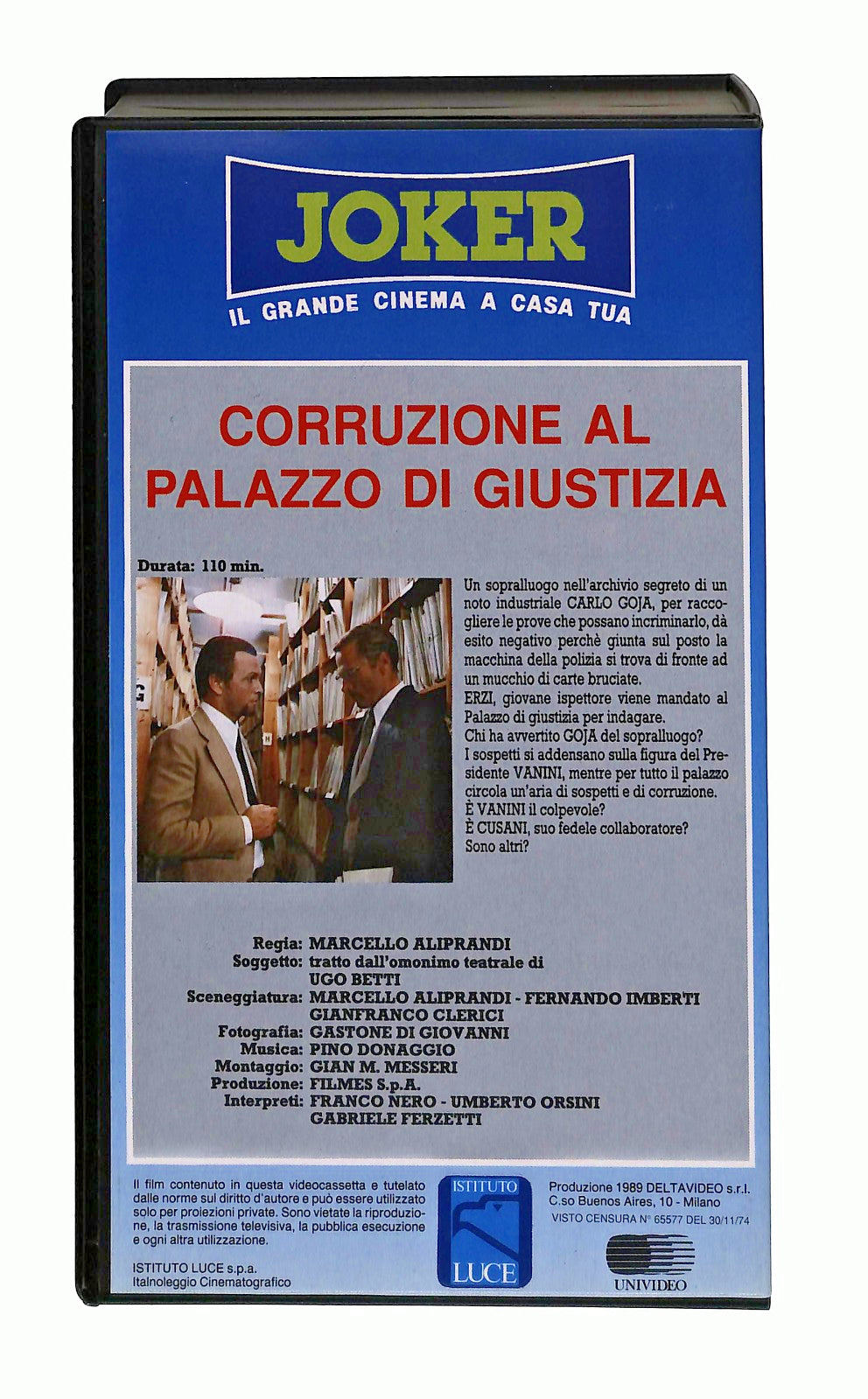 EBOND Corruzione Al Palazzo Di Giustizia Nero Rey Joker VHS VH002405