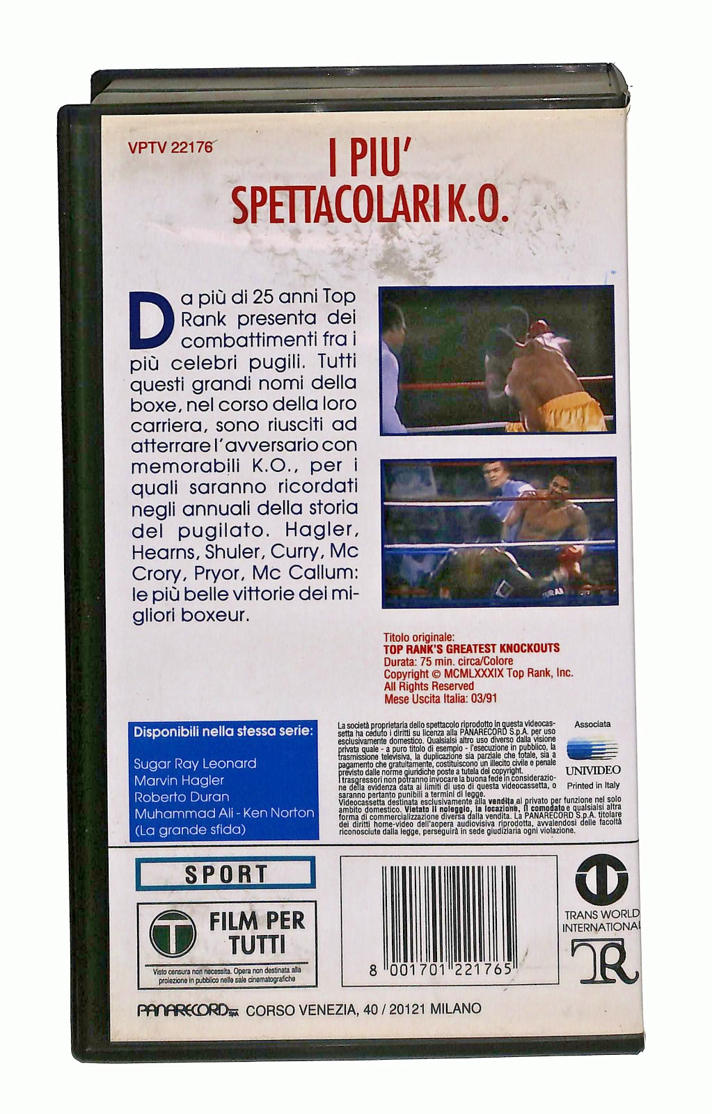 EBOND I Piu Spettacolari K O Grandi Pugili Panarecord VHS VH002416