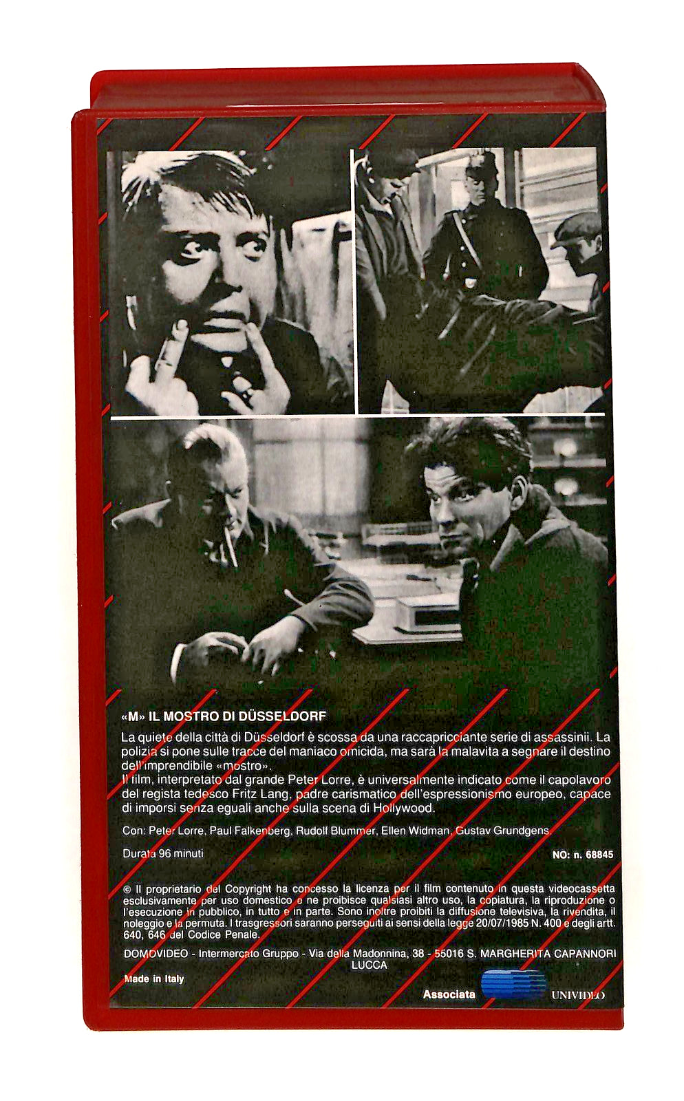 EBOND Il Mostro Di Dusseldorf Fritz Lang Domovideo VHS VH002527