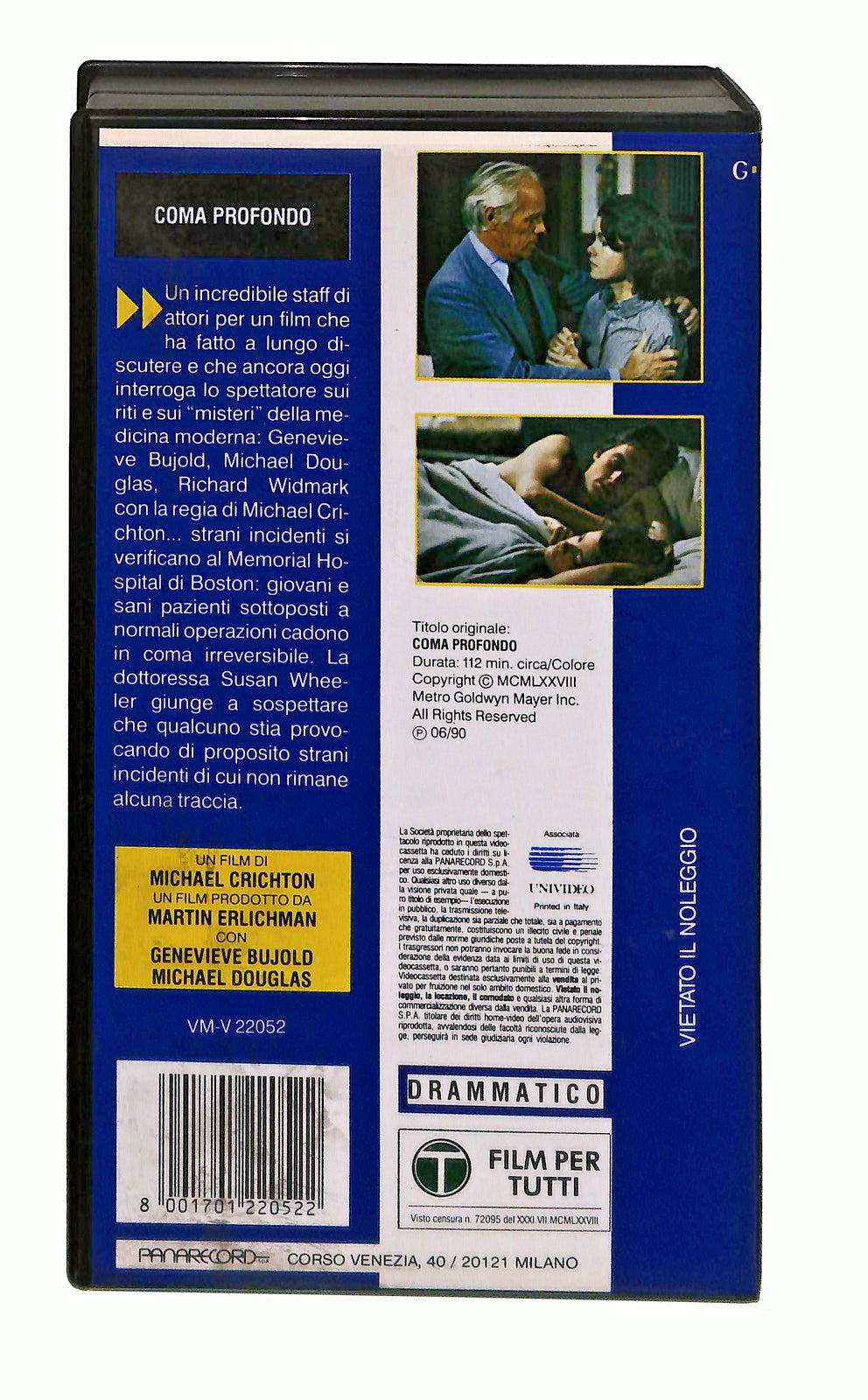 EBOND Coma Profondo Michael Crichton Panarecord Gallery Mgm Ua VHS VH002555