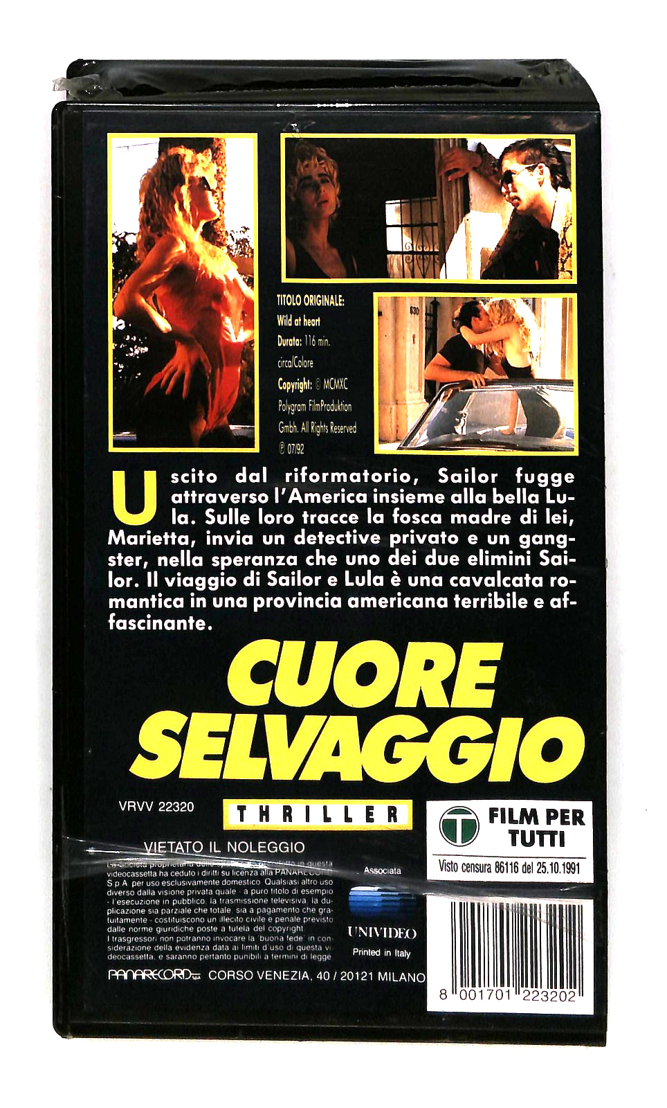 EBOND Cuore Selvaggio David Lynch Panarecord VHS VH002605