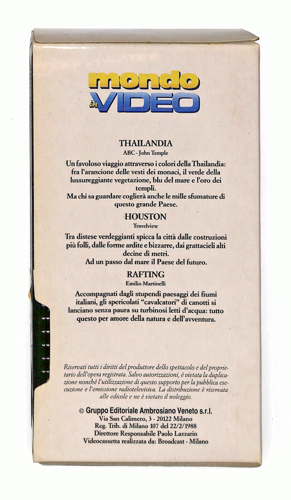 EBOND Thailandia Houston Rafting Mondo In Video N 27 VHS VH002612