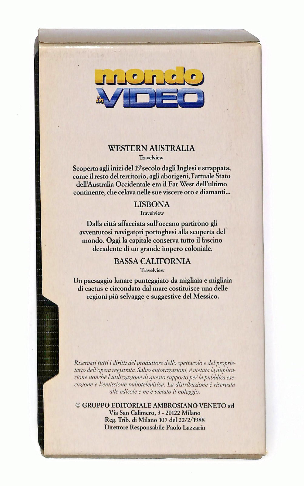 EBOND Western Australia Lisbona Mondo In Video N 25 VHS VH002613