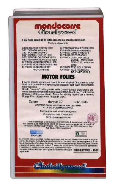 EBOND Motor Folies Mondocorse Cinehollywood VHS VH002676