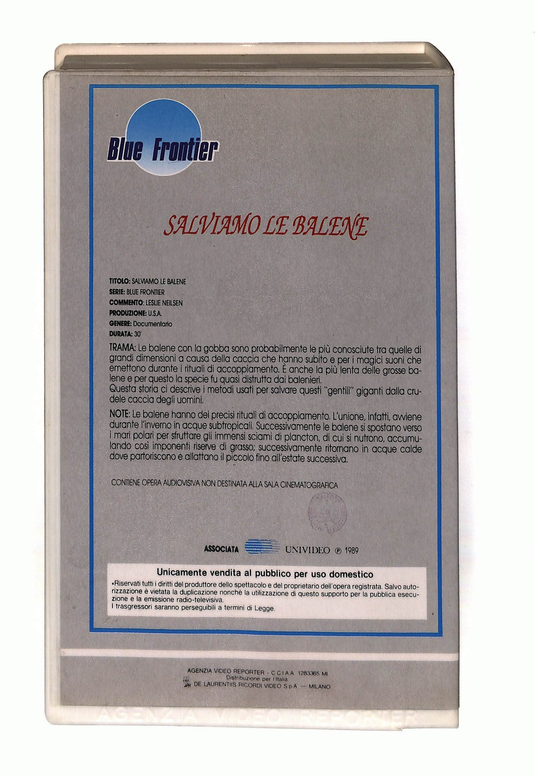 EBOND Salviamo Le Balene Blue Frontier VHS VH002878