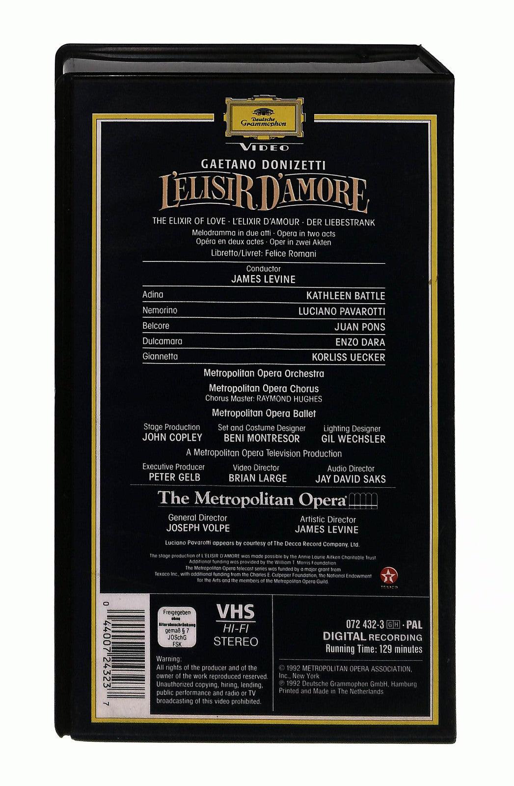 EBOND L Elisir d Amore The Metropolitan Opera VHS VH003387