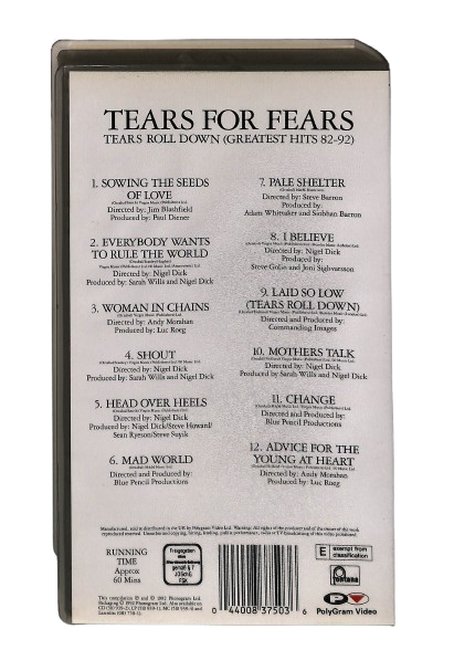 EBOND Tears For Fears Roll Down No Ita In Lingua Inglese VHS VH003624