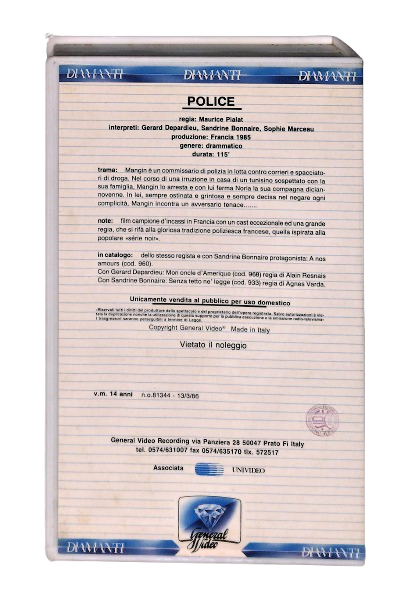 EBOND Police Pialat General Video VHS VH004177