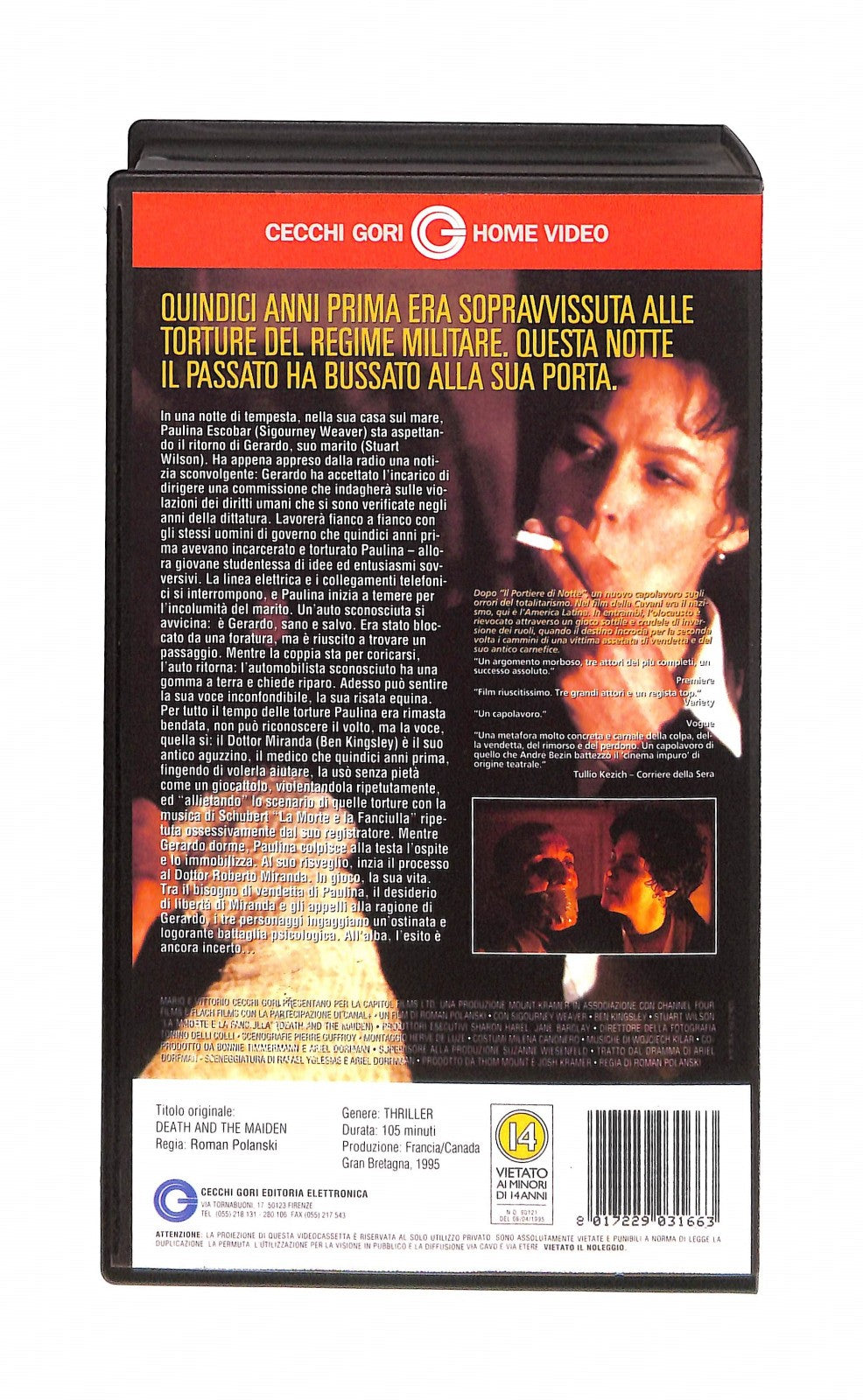 EBOND La Morte e La Fanciulla Cecchi Gori Home Video VHS VH004380