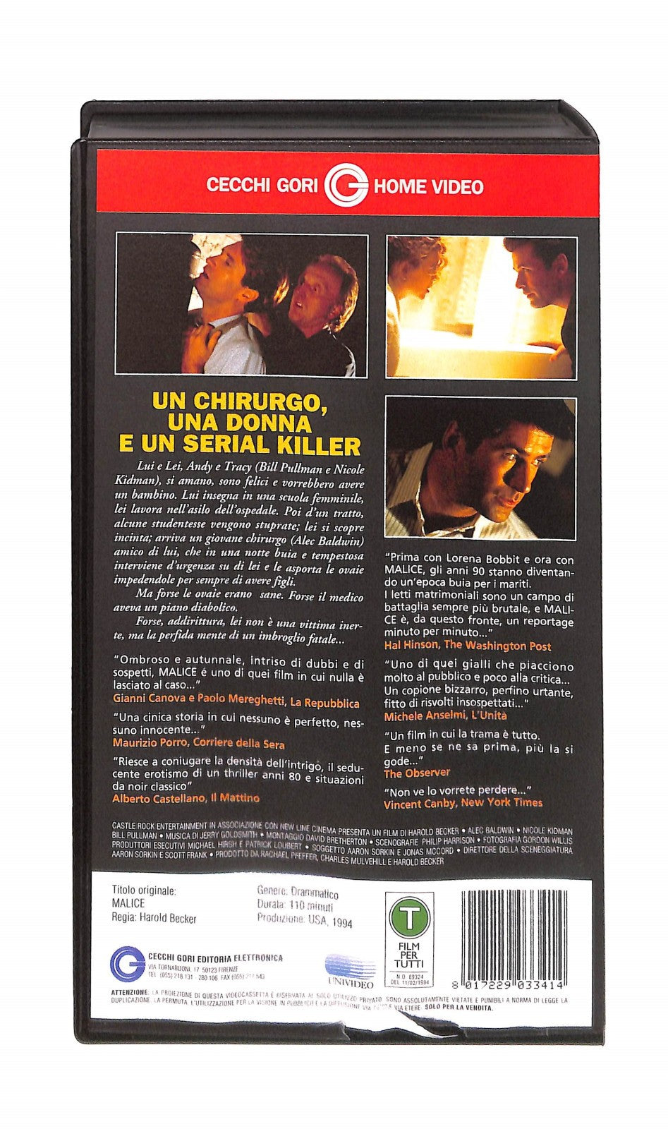 EBOND Malice Il Sospetto Cecchi Gori Home Video VHS VH004383