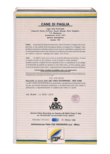 EBOND Cane Di Paglia Dustin Hoffman General Video VHS VH004477