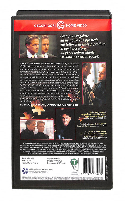 EBOND The Game Cecchi Gori Home Video VHS VH004878