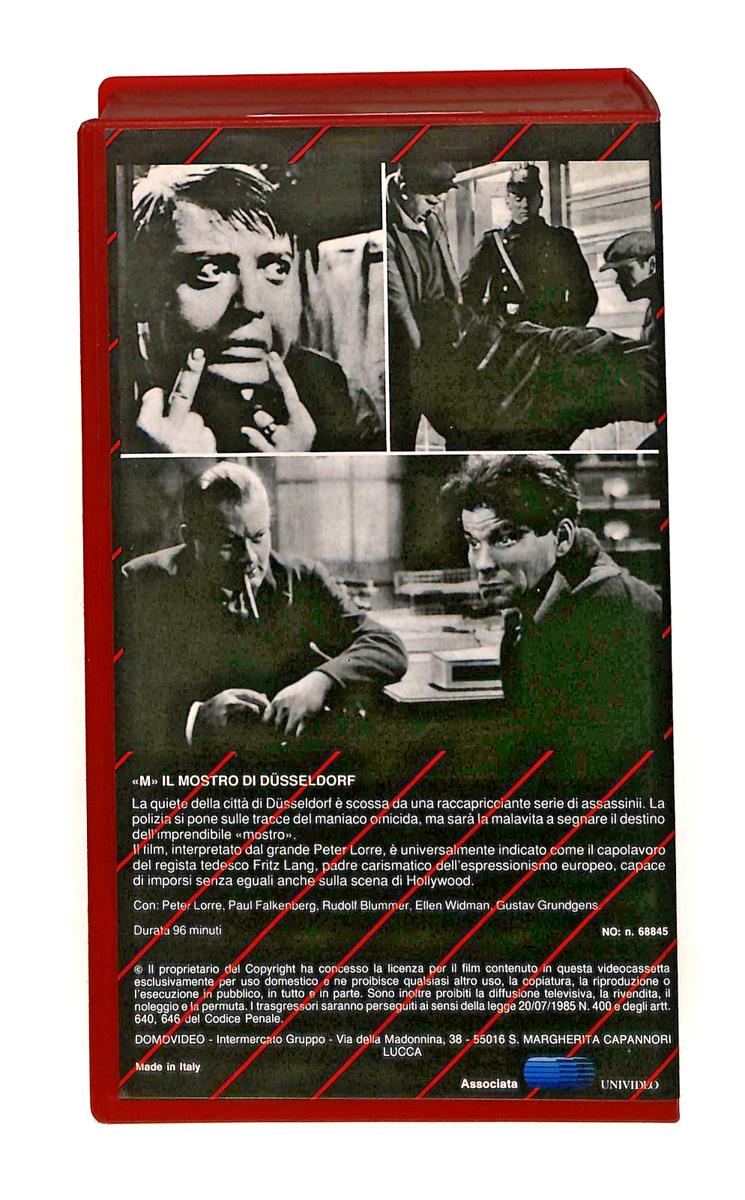 EBOND Il Mostro Di Dusseldorf Fritz Lang Domovideo VHS VH002527