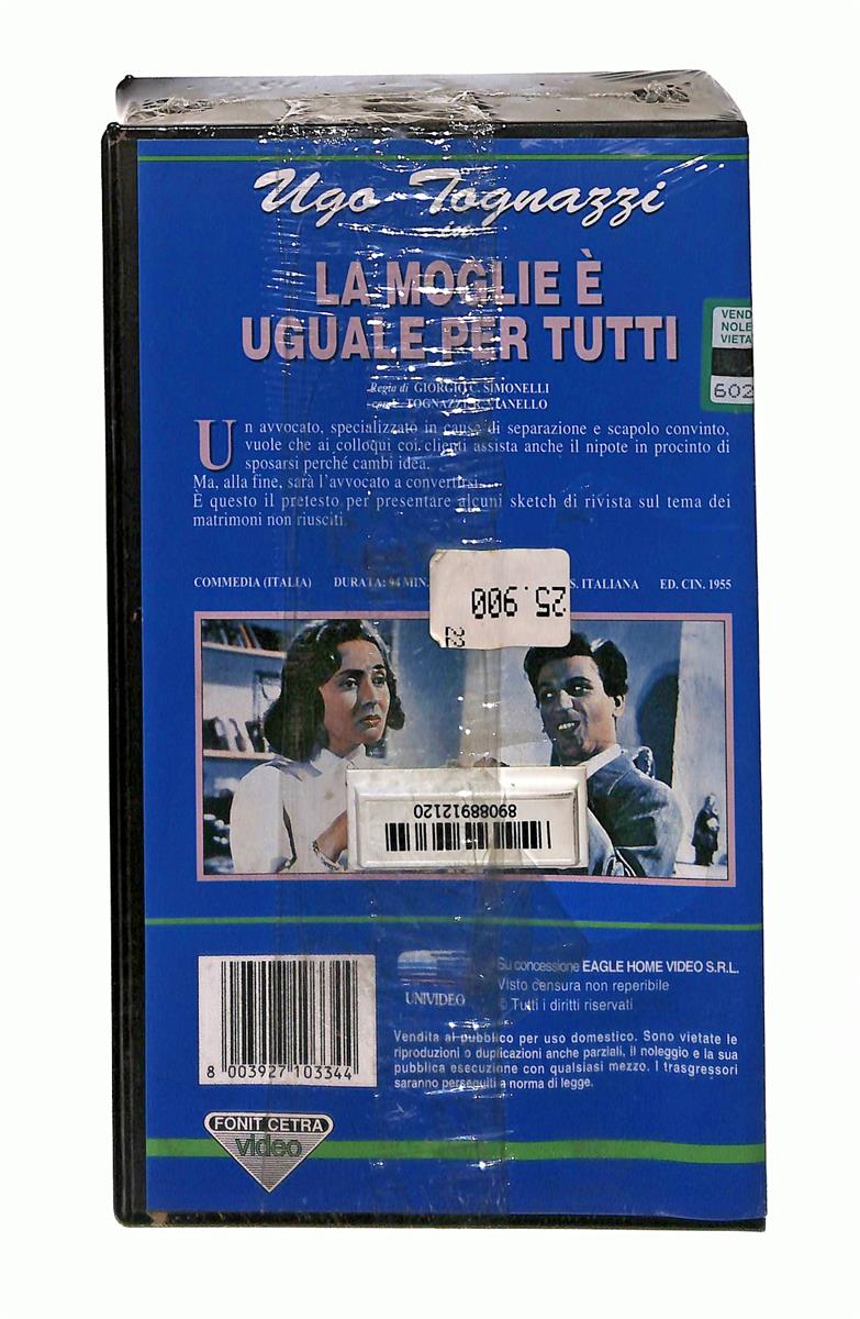 EBOND La Moglie e Uguale Per Tutti Fonit Cetra Video VHS VH003857