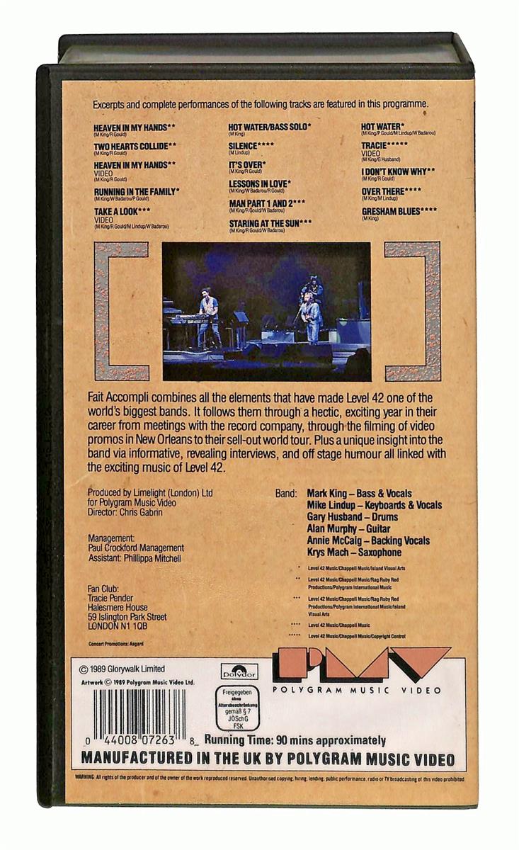 EBOND Level 42 Fait Accompli No Ita VHS VH005479