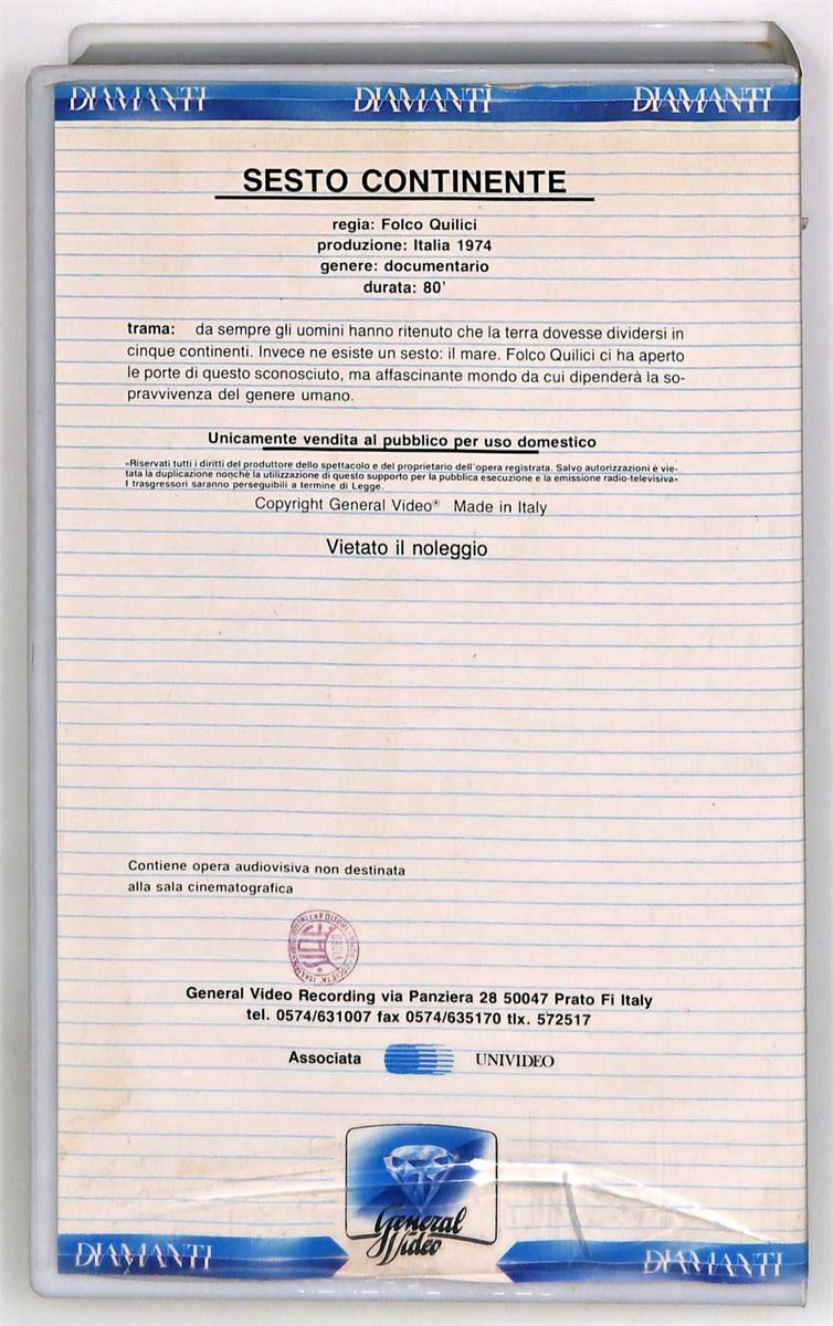 EBOND Sesto Continente General Video VHS VH005019