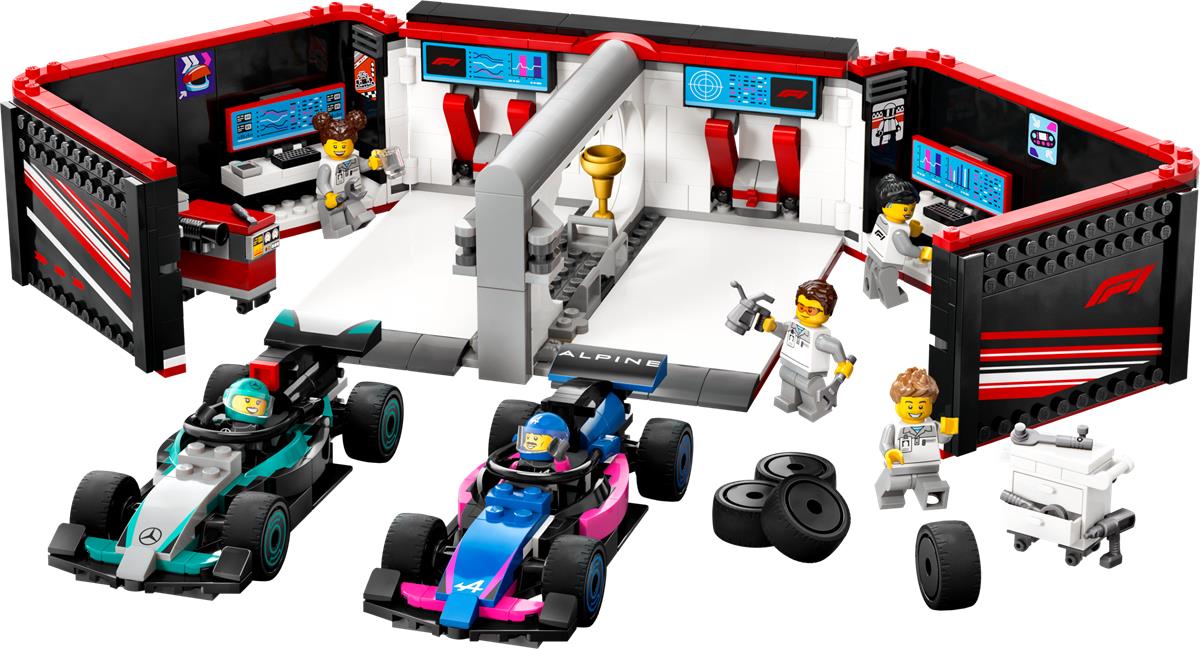 LEGO 60444 Garage con monoposto Mercedes-AMG e Alpine F1®