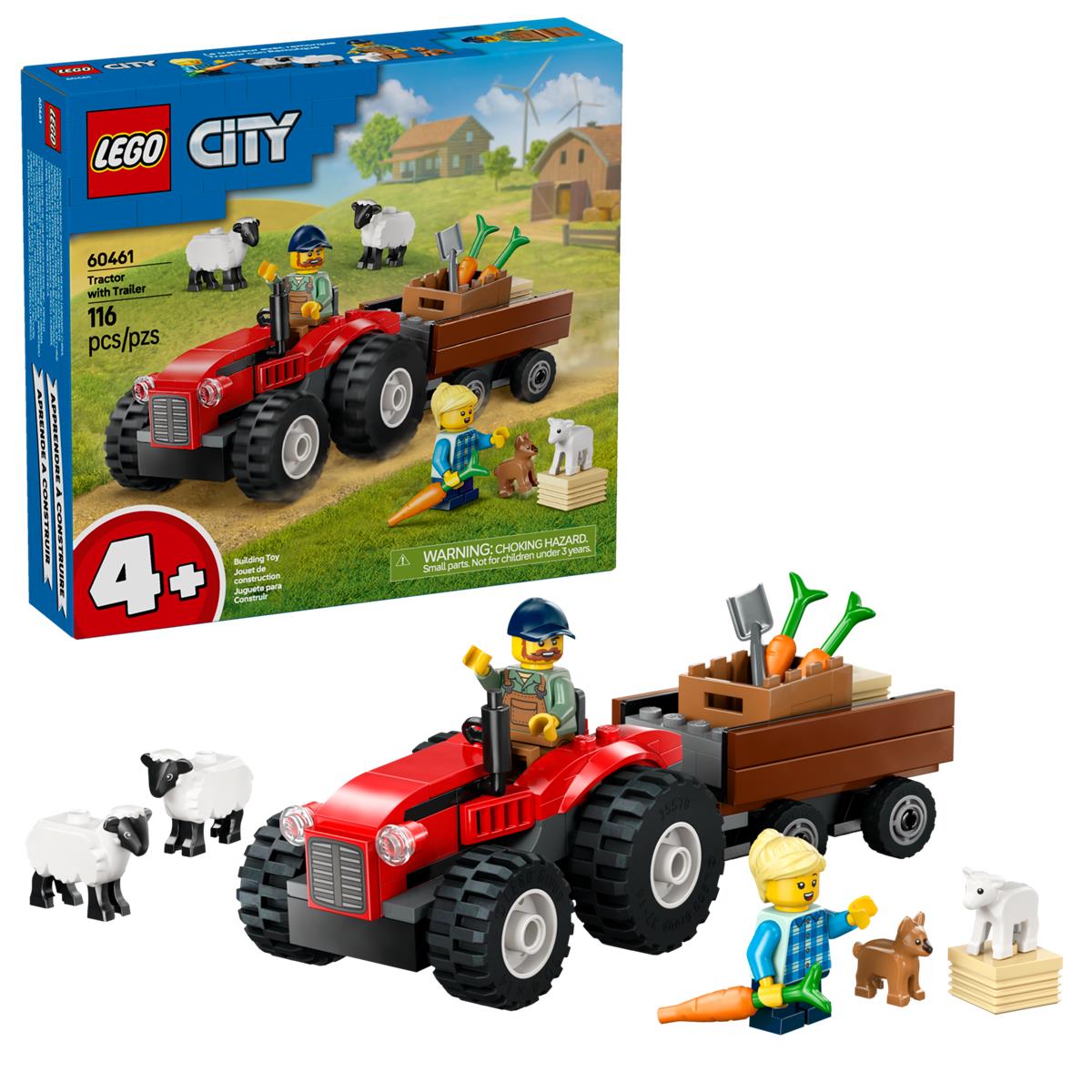 LEGO 60461 Trattore agricolo rosso con rimorchio e pecore