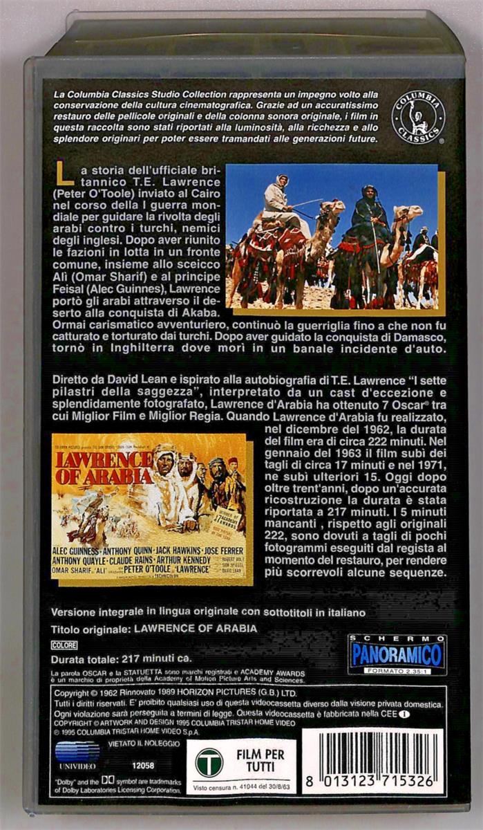 EBOND Lawrence d Arabia Parte 1 Parte 2 Columbia Classics 2 VHS VH004909