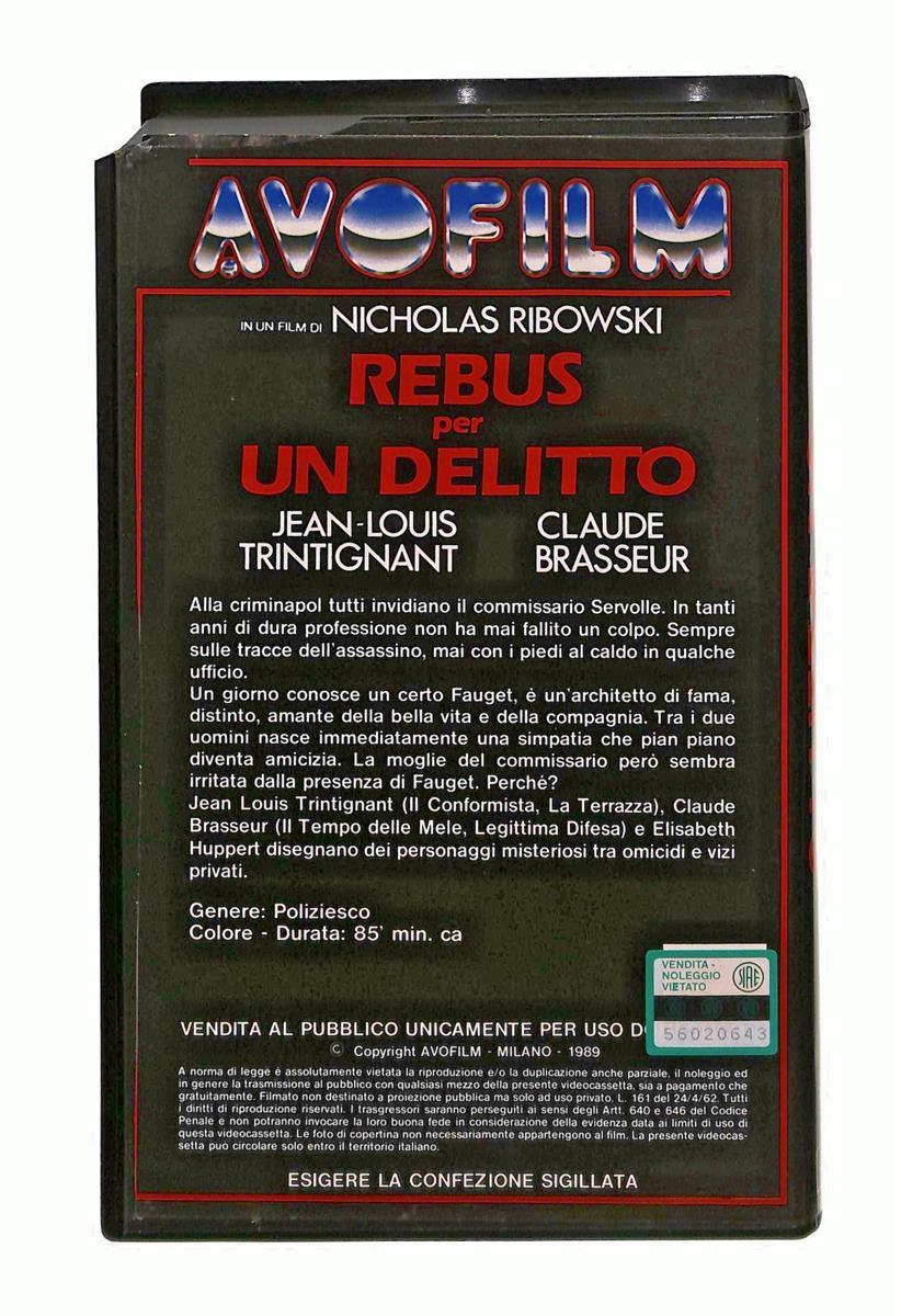 EBOND Rebus Per Un Delitto Avofilm VHS VH005129