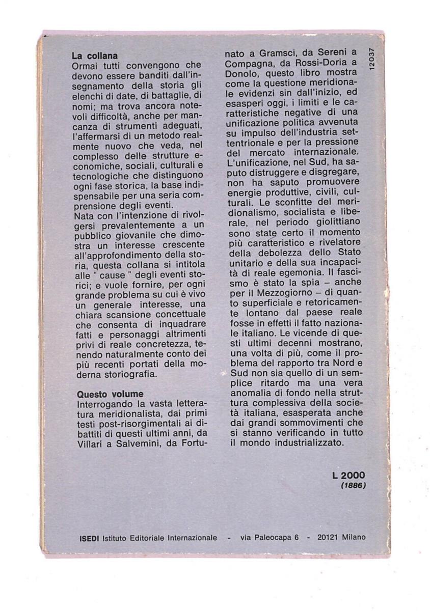 EBOND Le Cause Della Questione Meridionale Libro LI007156