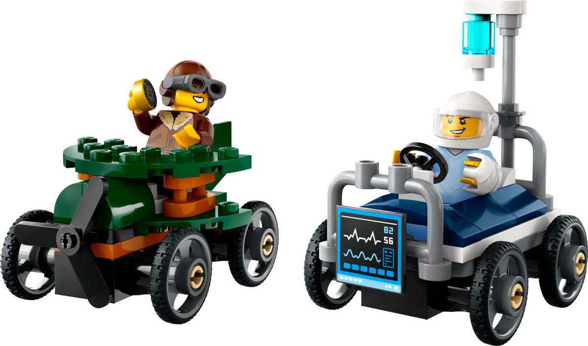 LEGO 60459 Pack veicoli da corsa: aereo contro letto d’ospedale