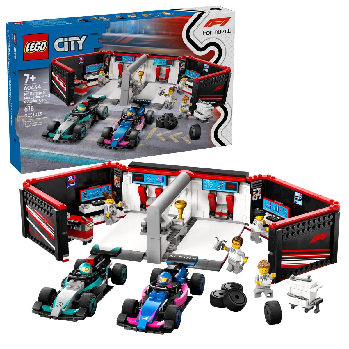 LEGO 60444 Garage con monoposto Mercedes-AMG e Alpine F1®