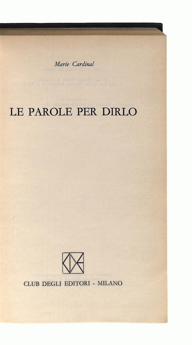EBOND Le Parole Per Dirlo Marie Cardinale 1976 Libro LI037235