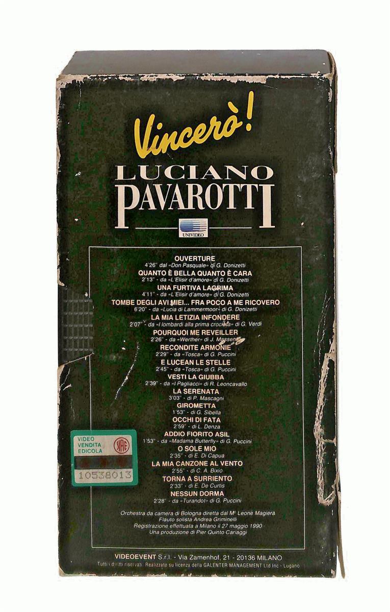 EBOND Vincero Pavarotti Univideo VHS VH003384