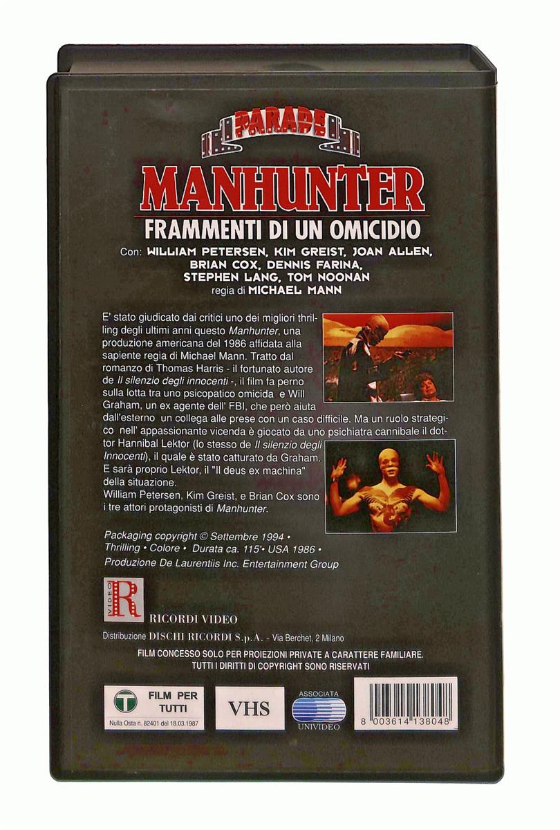 EBOND Manhunter Michael Mann Parade VHS VH002711