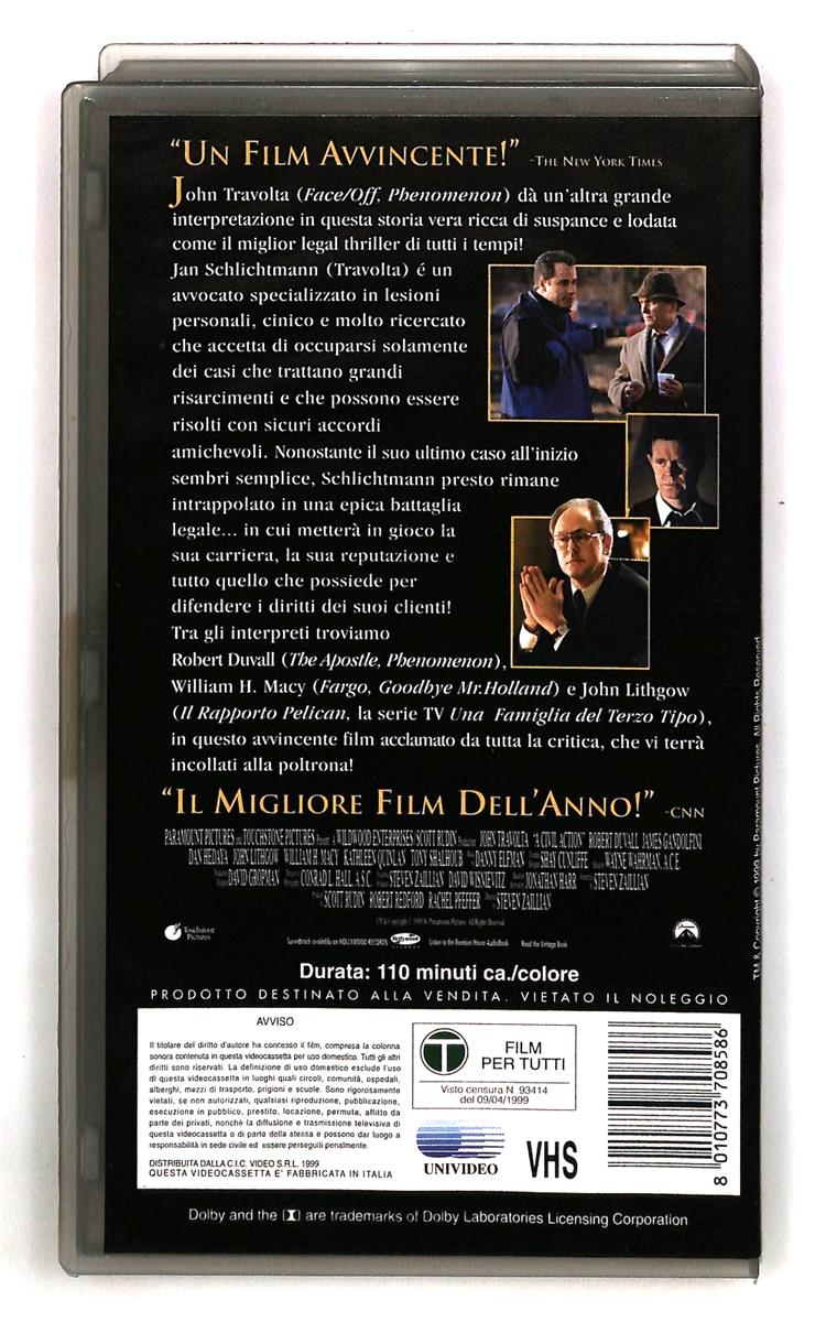 EBOND A Civil Action La Giustizia Ha Il Suo Prezzo Paramount Cic VHS VH005073