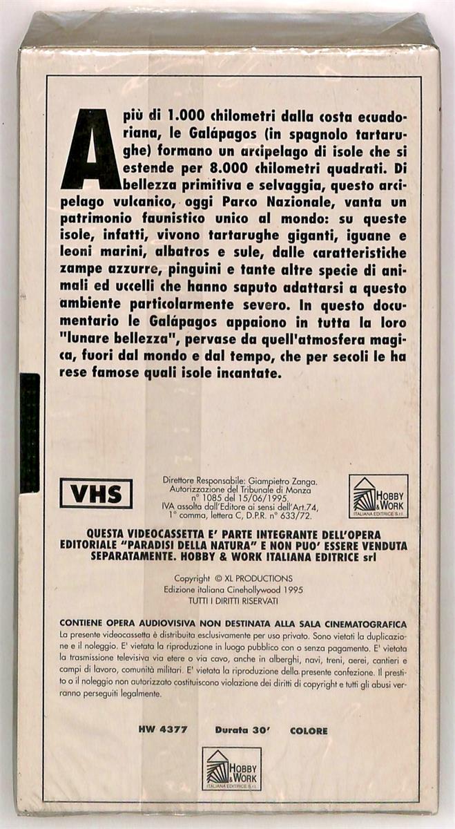 EBOND Paradisi Natura Il Parco Nazionale Delle Galapagos Editoriale VHS VH005482