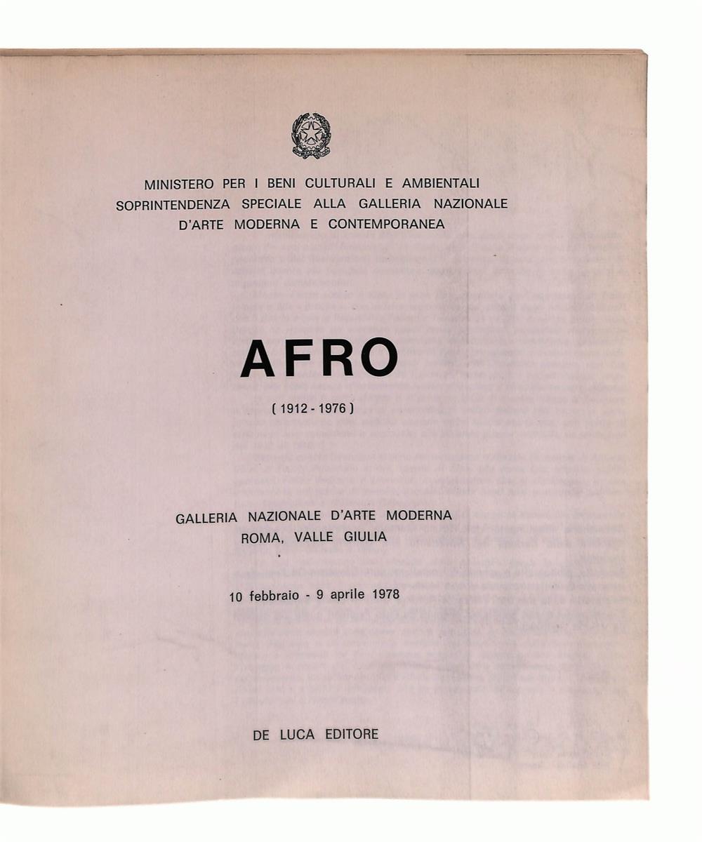 EBOND Afro 1912 1976 De Luca 1978 Libro LI043329